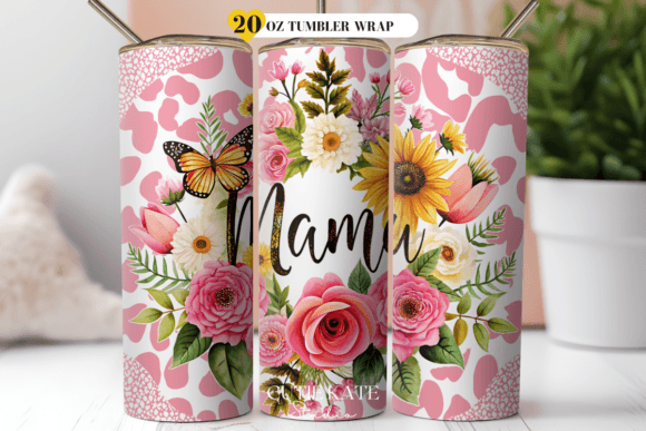 Download Leopard Mama Flower Tumbler Wrap Png - Flower tumbler Collection