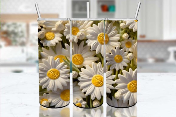 Download 3D Daisy Flower Tumbler Wrap - Flower tumbler Collection