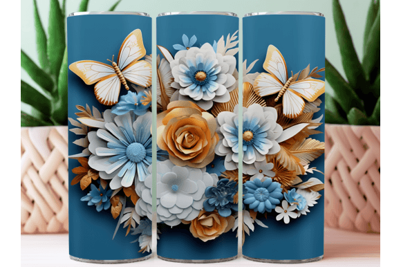 Download 3D Flower Tumbler Wrap Sublimation PNG - Flower tumbler Collection