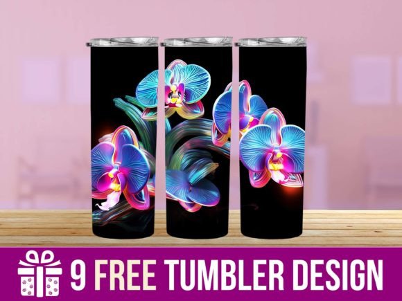 Download 3D Neon Flower Tumbler Wrap Designs - Flower tumbler Collection