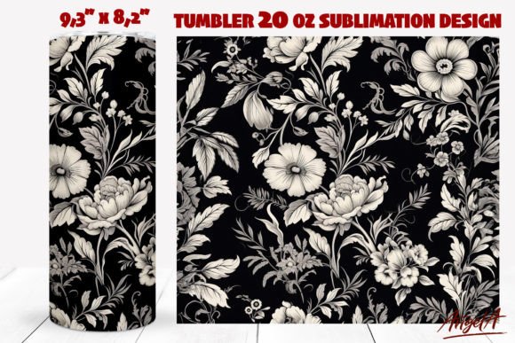 Download Flower Tumbler Wrap, Retro Floral - Flower tumbler Collection