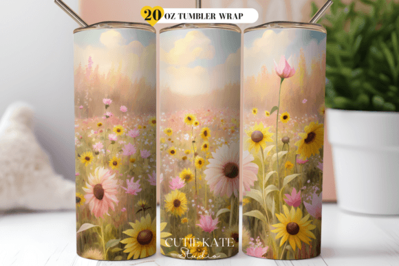 Download Sunflower with Daisy Flower Tumbler Wrap - Flower tumbler Collection
