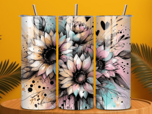 Download Watercolor Sunflower Tumbler Wrap PNG - Flower tumbler Collection