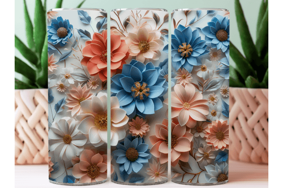 Download 3D Flower Tumbler Wraps Sublimation PNG - Flower tumbler Collection